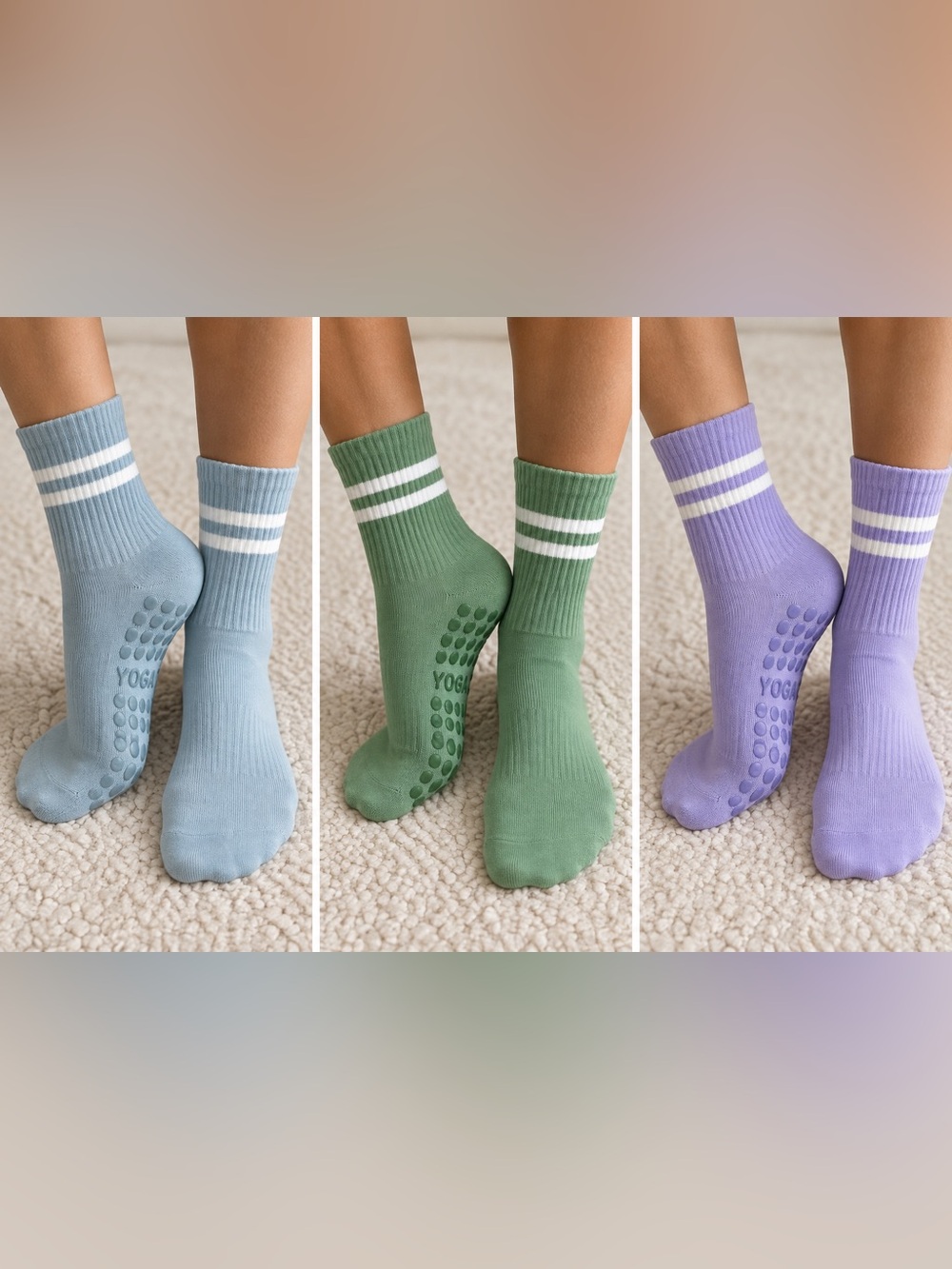 3 pair grip socks - Athletic Non-Slip Crew Socks